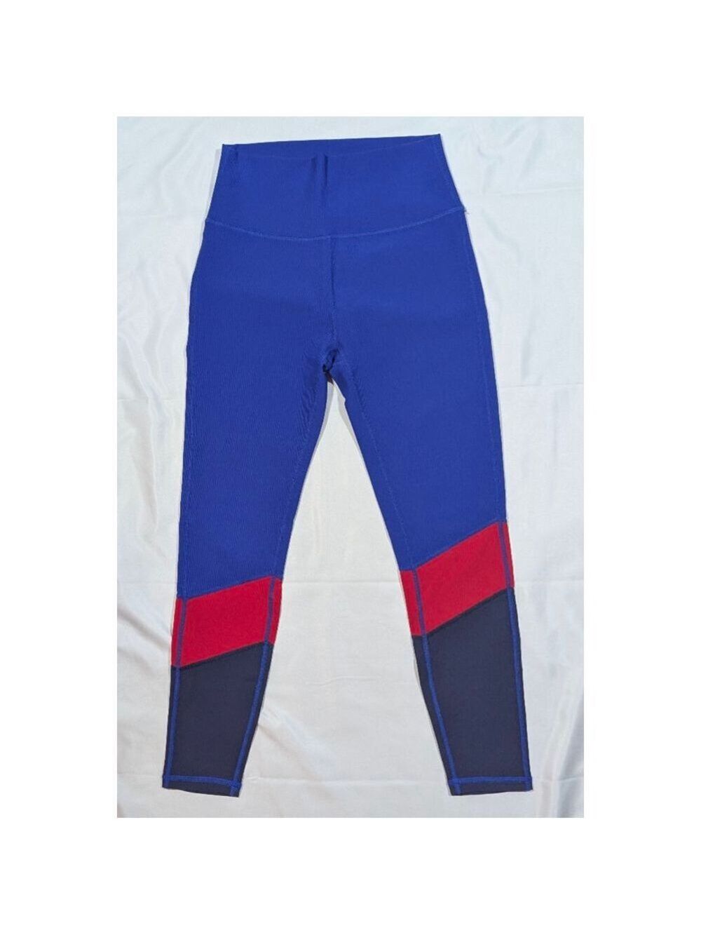 Wilo The Label Colorblock Leggings Blue Red Gray High Rise M